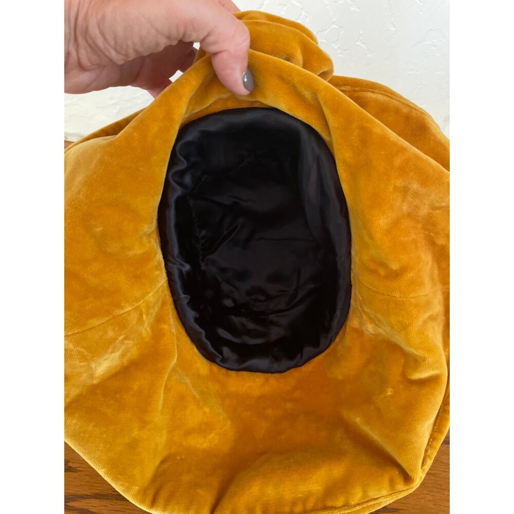 Free People Maria Quilted Velvet Rosette Bucket Hat Boho Mustard - Picture 6 of 6